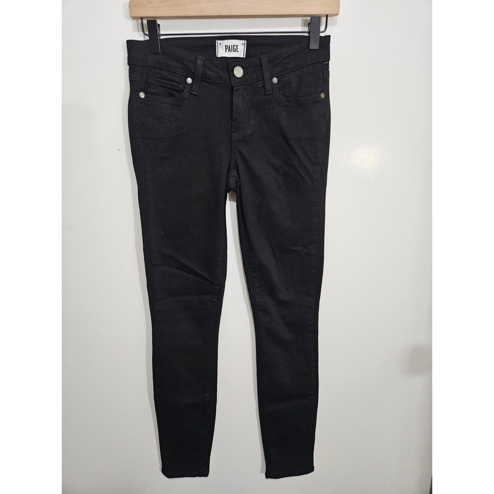 Paige Verdugo Ultra Skinny Black Jeans Mid Rise Stretch Denim Pants 26